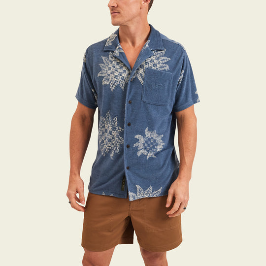 Palapa Terry Shirt - Sunflower Pixels : Postal Blue