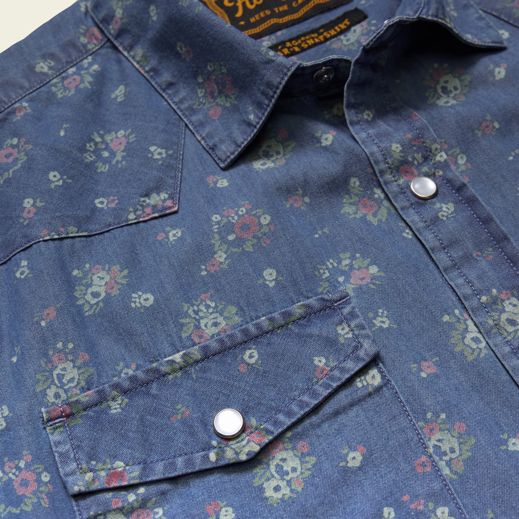 H Bar B Snapshirt - Bouquets : Washed Indigo