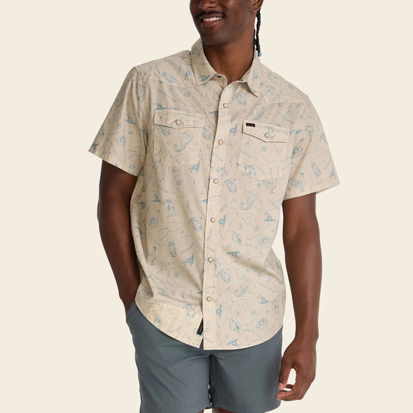 H Bar B Snapshirt -   Sea Rodeo : Sand