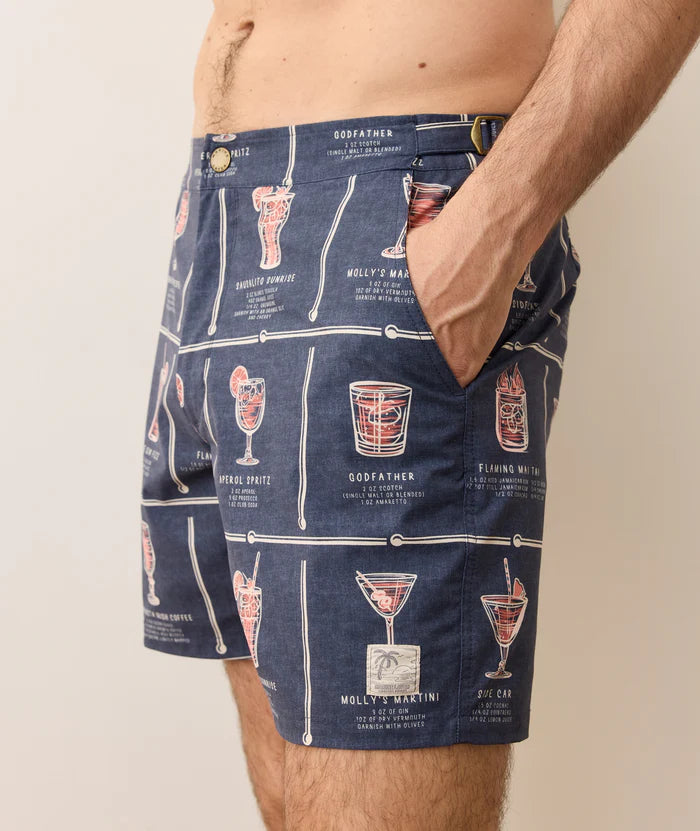 6" Parker Tailored Trunk - Navy Happy Hour Print
