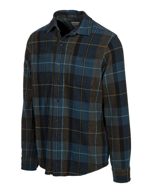 Plaid Cotton Flannel Shirt - Blue/Green