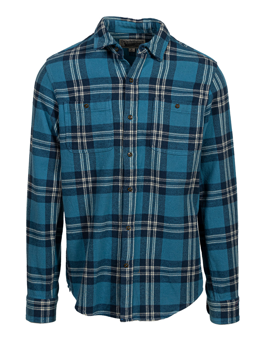 Plaid Cotton Flannel Shirt - Sky