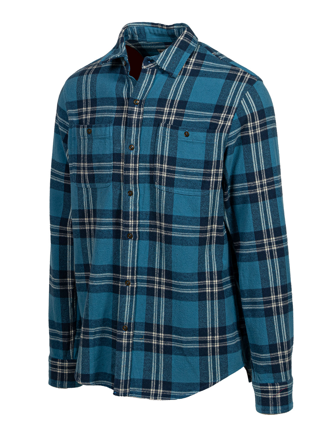 Plaid Cotton Flannel Shirt - Sky