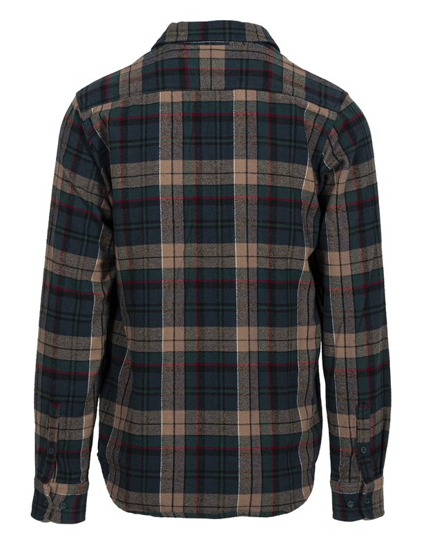 Plaid Cotton Flannel Shirt - Tan/Navy