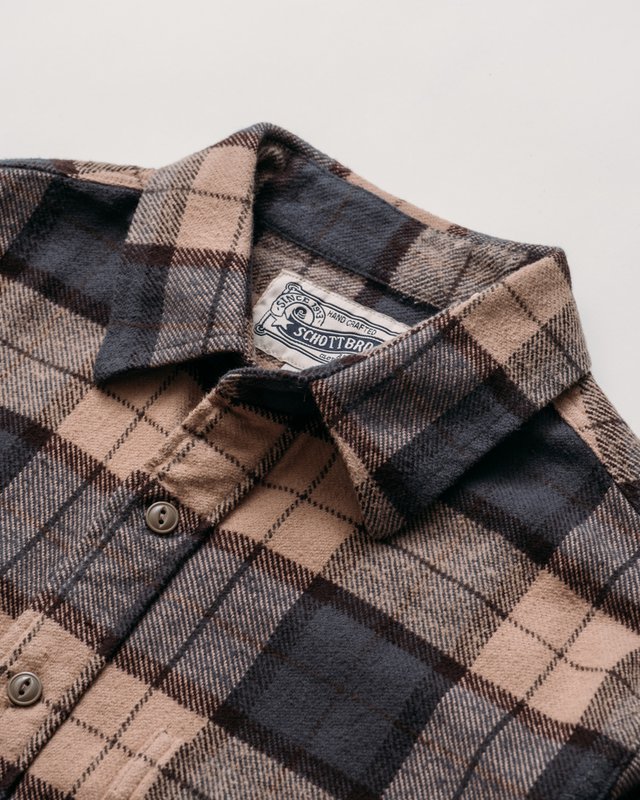 Heavy Flannel Work Shirt - Khaki/Grey
