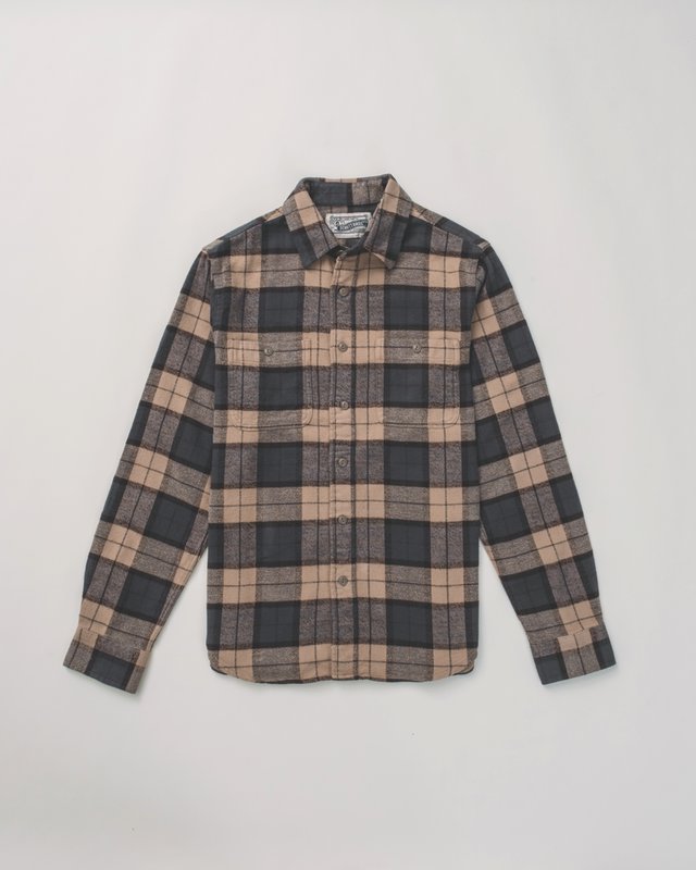 Heavy Flannel Work Shirt - Khaki/Grey