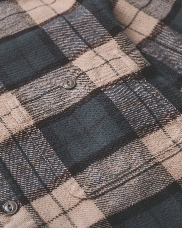 Heavy Flannel Work Shirt - Khaki/Grey