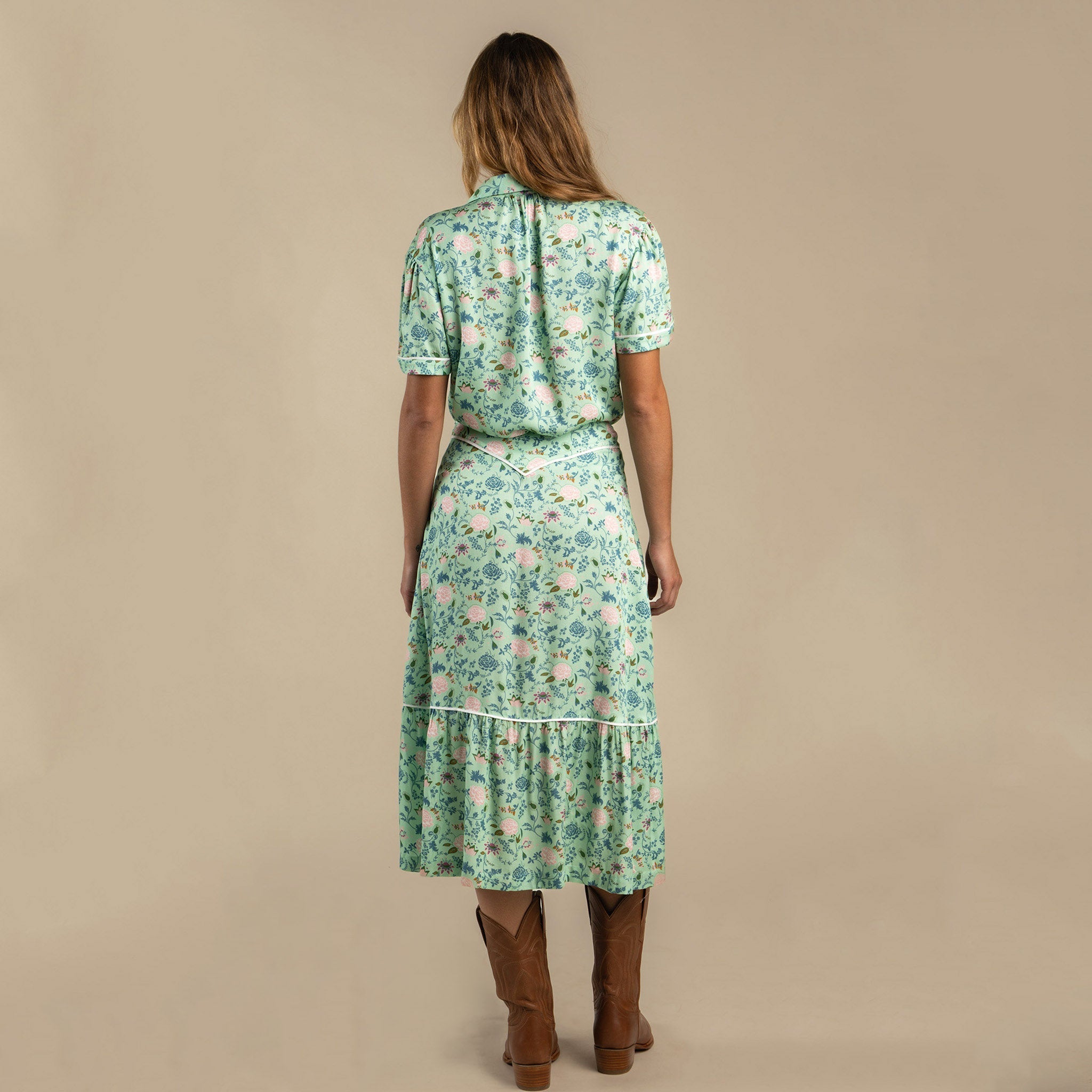 CHEYENNE WESTERN SKIRT - MINT FLORAL