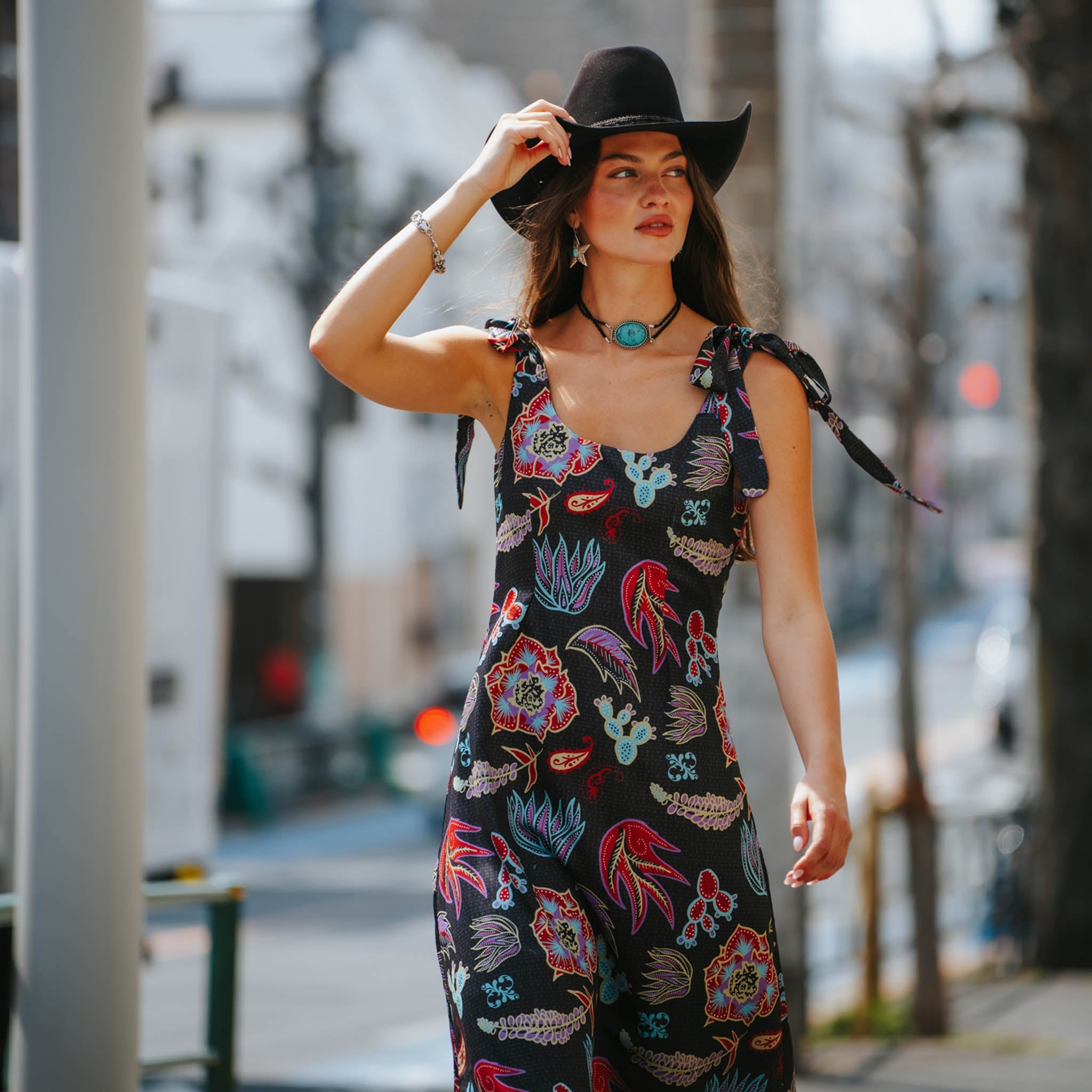 Camellia Tie Dress - Electric Desert