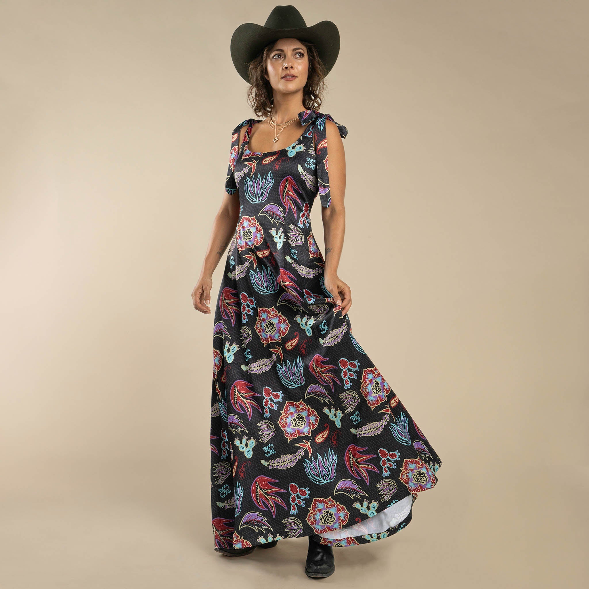 Camellia Tie Dress - Electric Desert