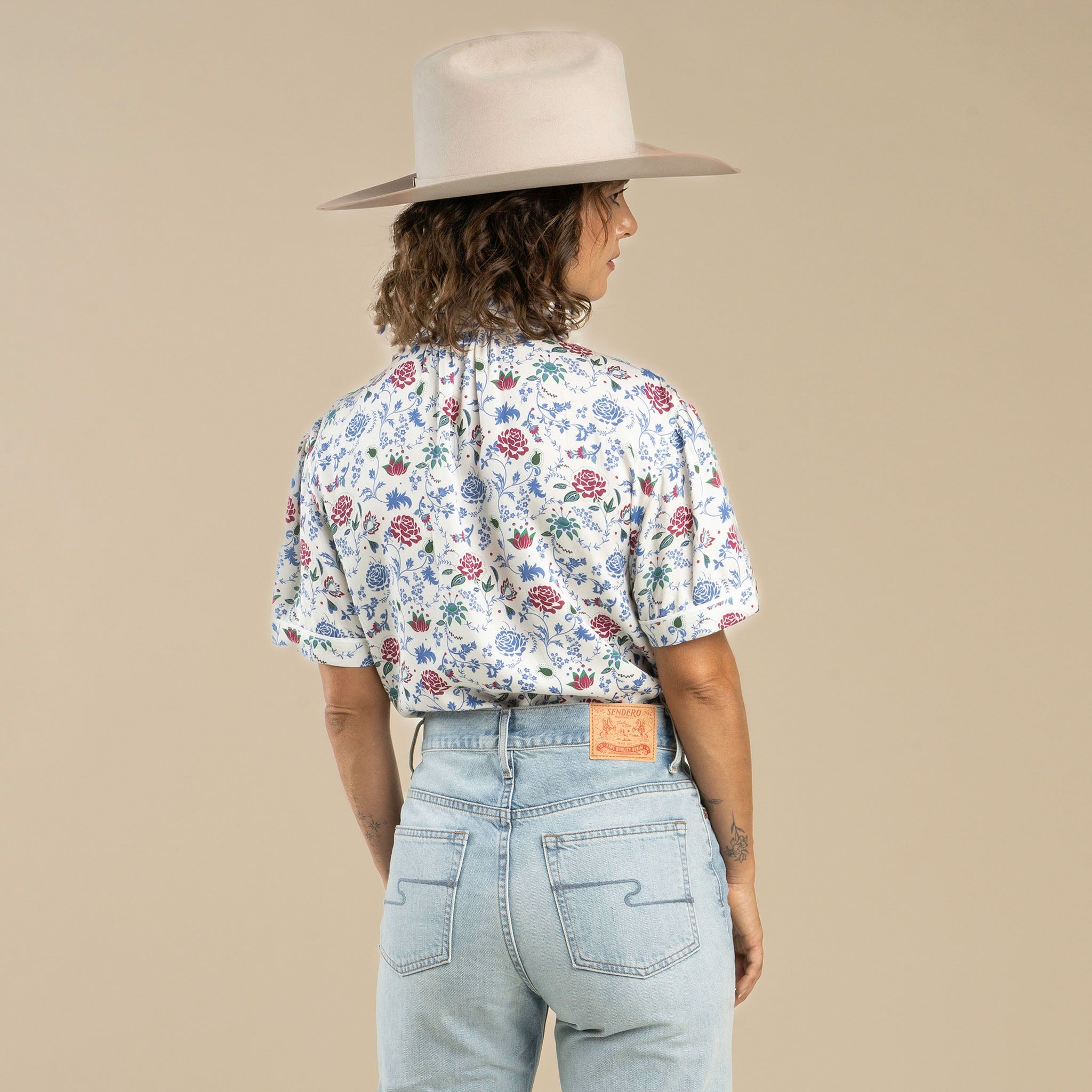 Cheyenne Western Shirt - White Floral