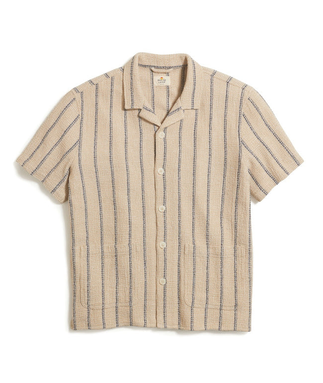 Diego Camp Shirt in Khaki/Navy Stripe