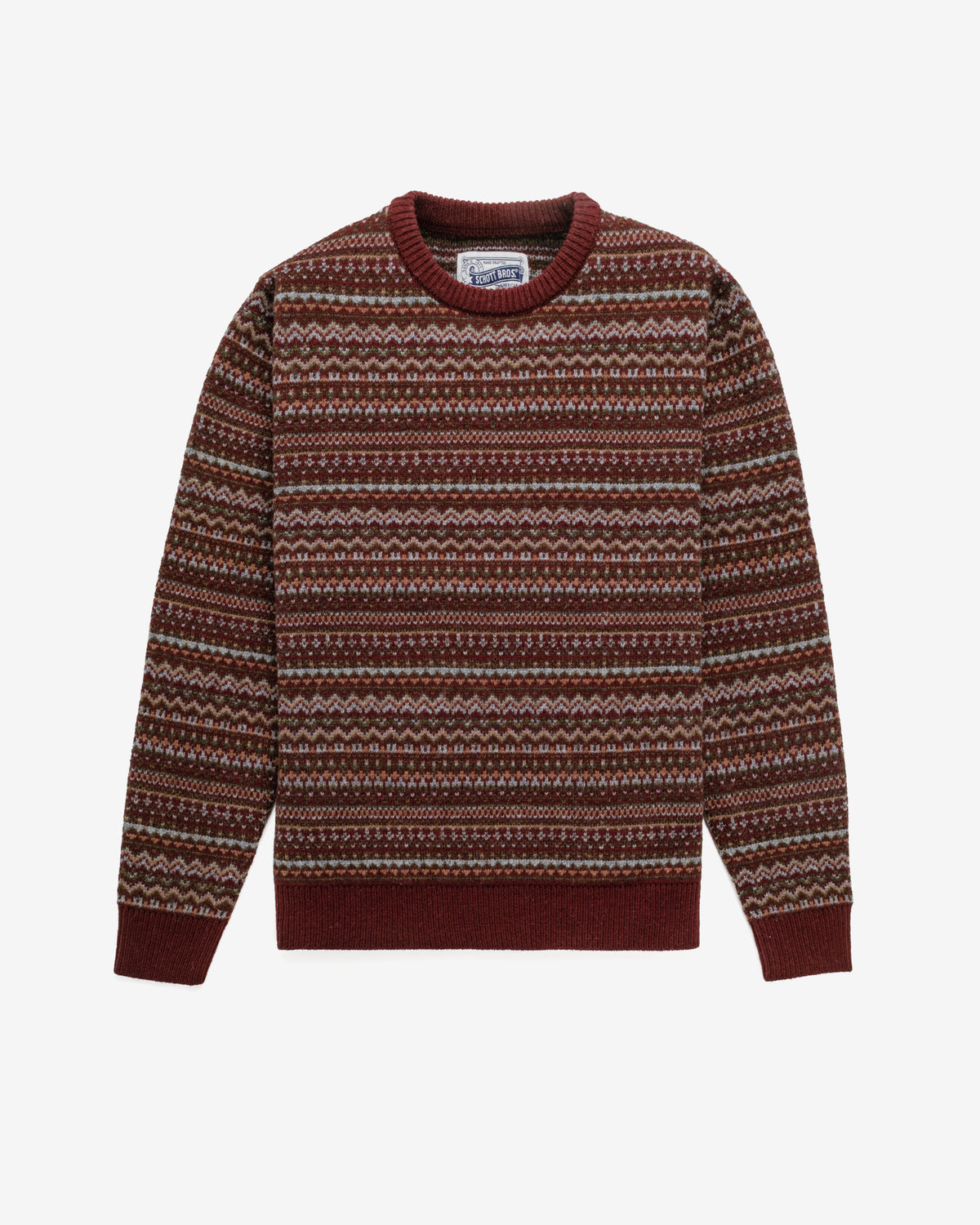SW2460 Fairisle Crewneck Sweater-Burgundy