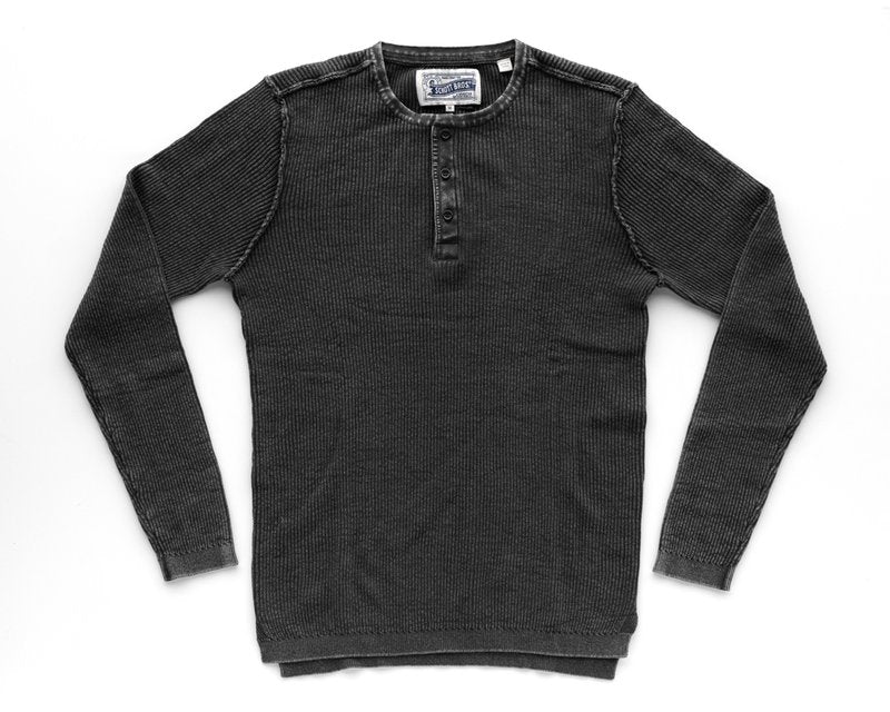 Stonewashed Henley Sweater - Black
