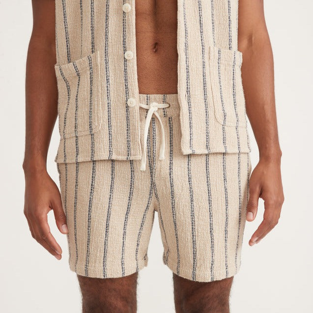 6" Saturday Diego Short in Khaki/Navy Stripe