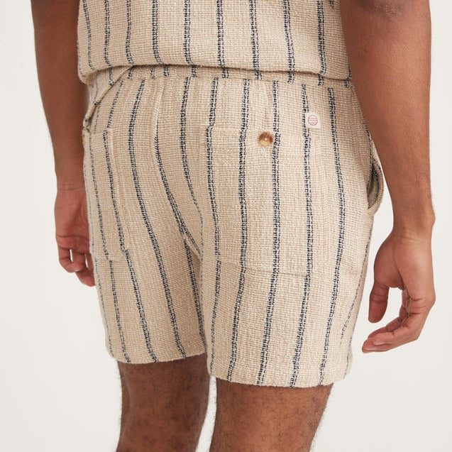 6" Saturday Diego Short in Khaki/Navy Stripe