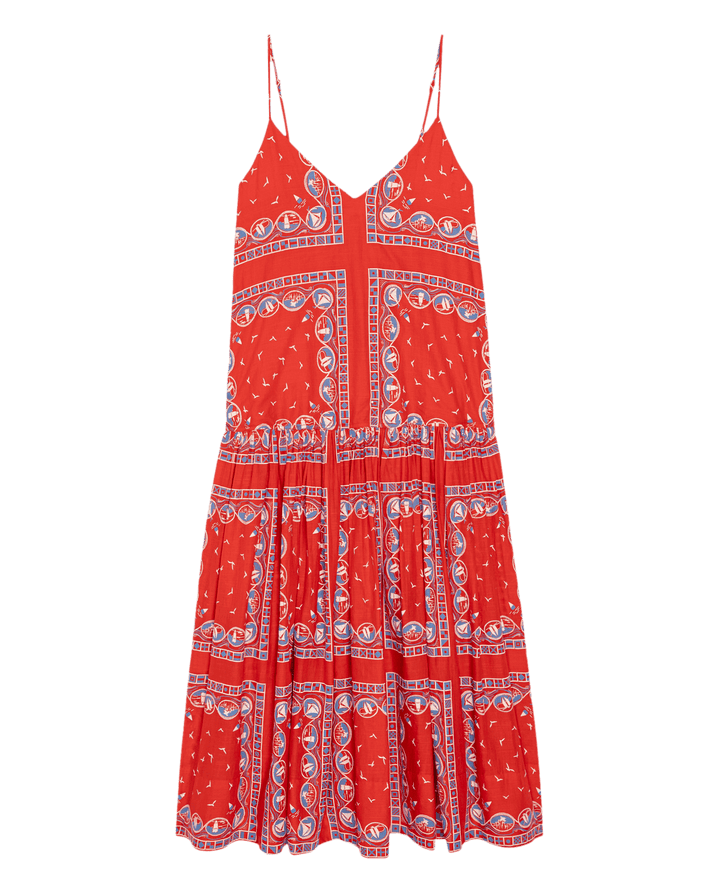 The Drop Waist Dress. Red Sailboat Bandana