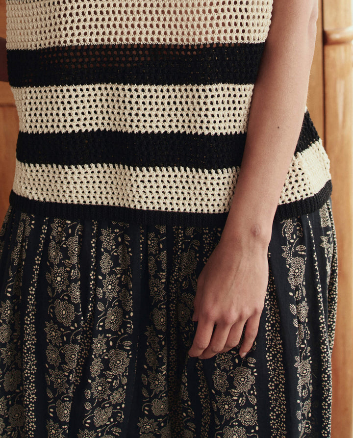 The Crochet Sweater Shell. Black And Cream.