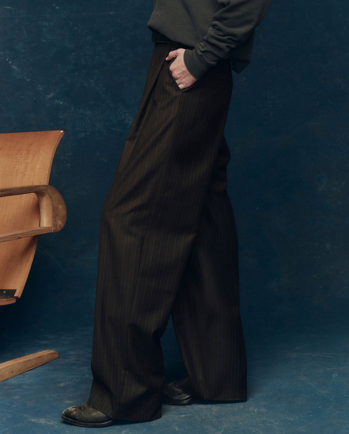 The Menswear Trouser. Chocolate Stripe.