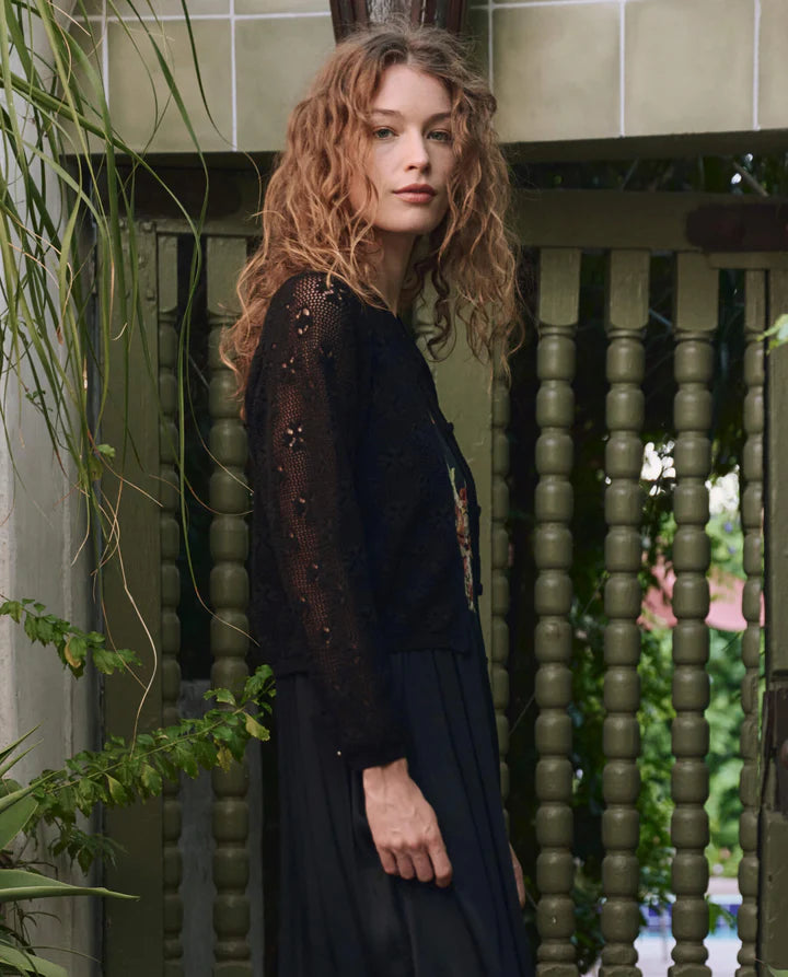The Crochet Cardigan. - Black