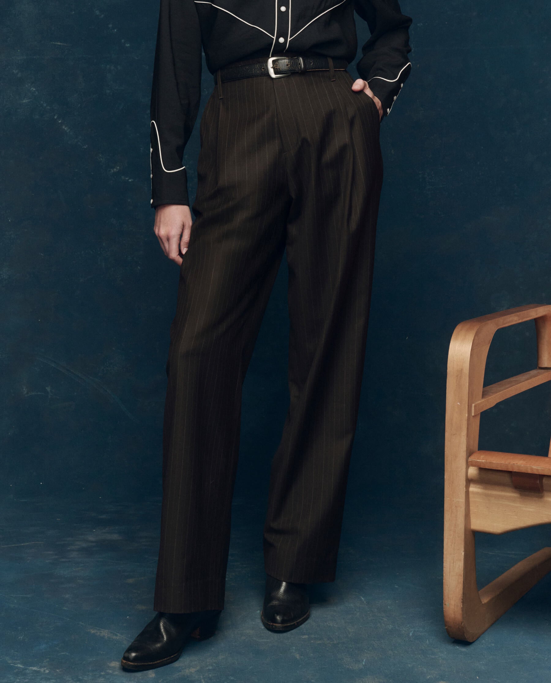 The Menswear Trouser. Chocolate Stripe.