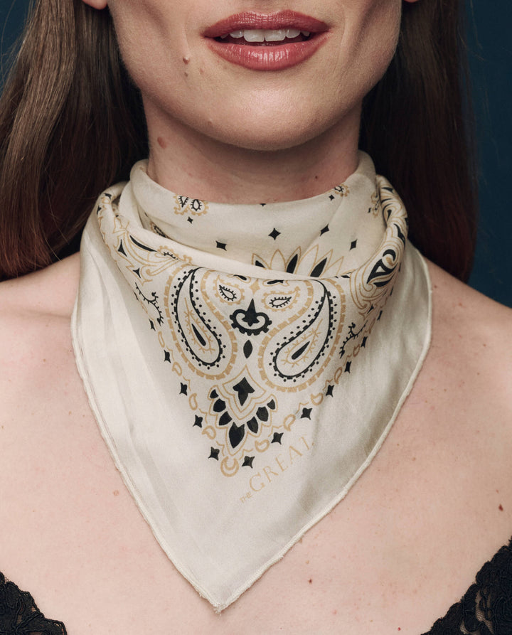 The Silk Bandana. Cream.