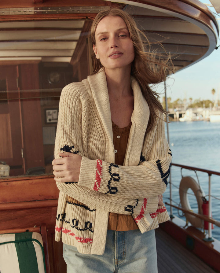 The Sailboat Lodge Cardigan. Cream.