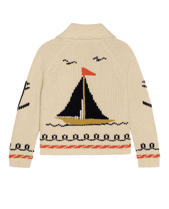 The Sailboat Lodge Cardigan. Cream.
