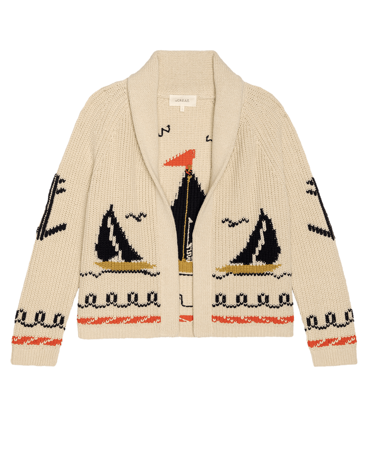The Sailboat Lodge Cardigan. Cream.