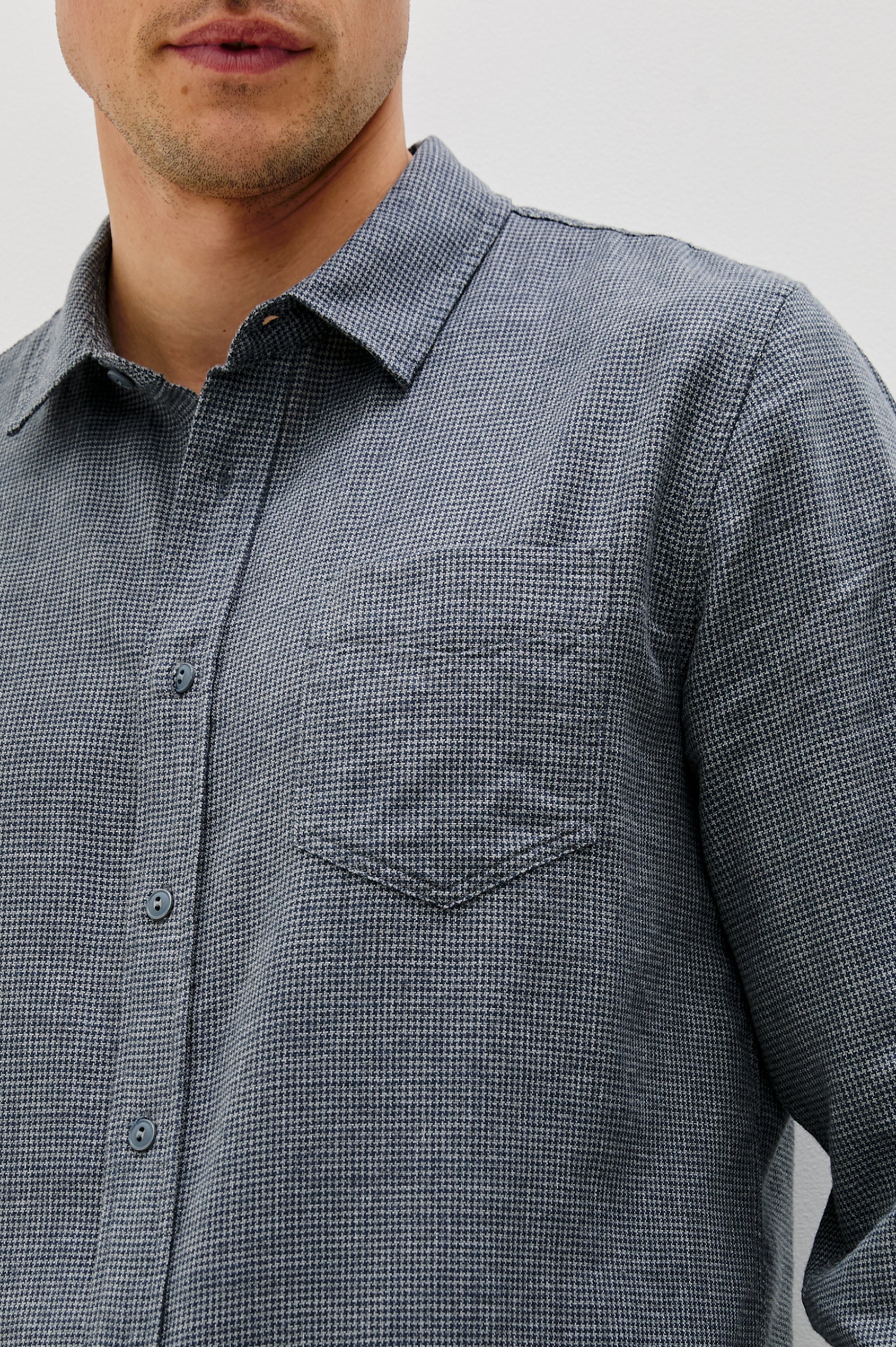 Wyatt Shirt - Charcoal Navy Houndstooth