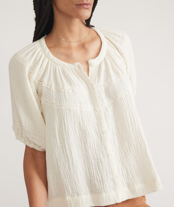 Wren Puff Sleeve Top - Antique White