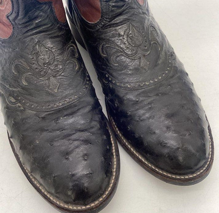Vintage Tony Lama Ostrich and Tooled Leather Boots - Size 11