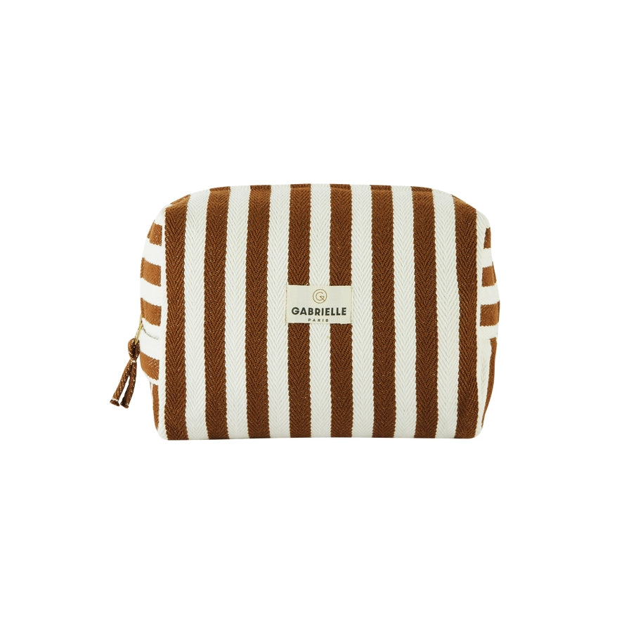Moka Stripes Cotton Toiletry Bag