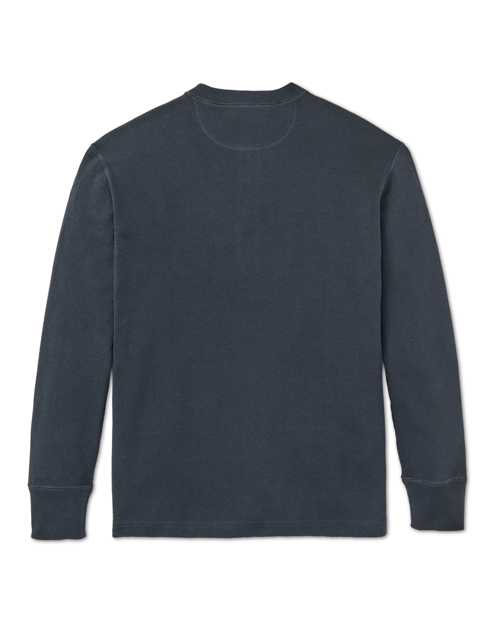 WAFFLE KNIT HENLEY - BLUE MUSSEL