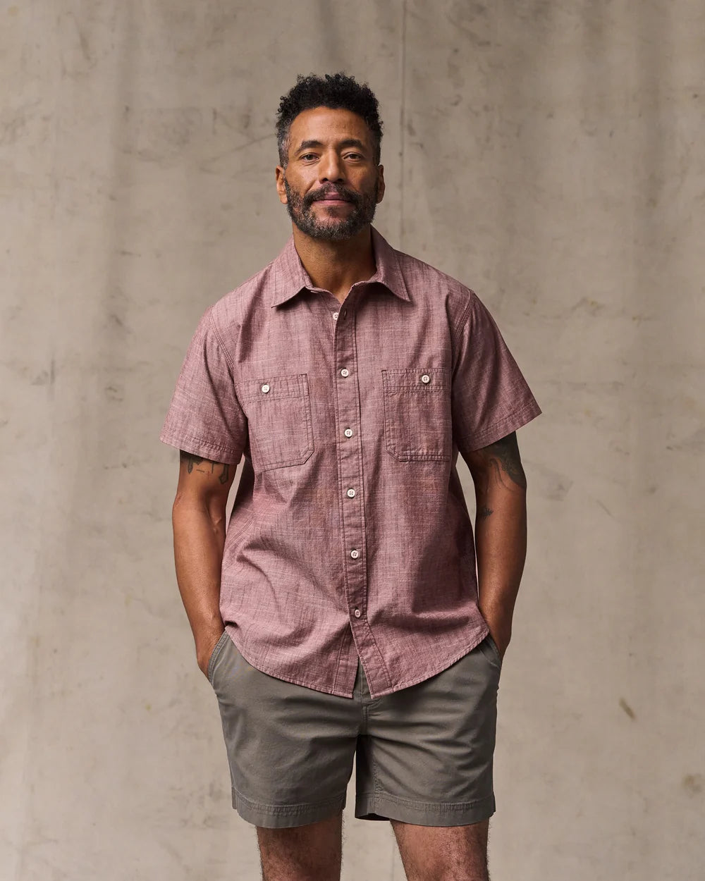 Short Sleeve Chambray Shirt - Sable