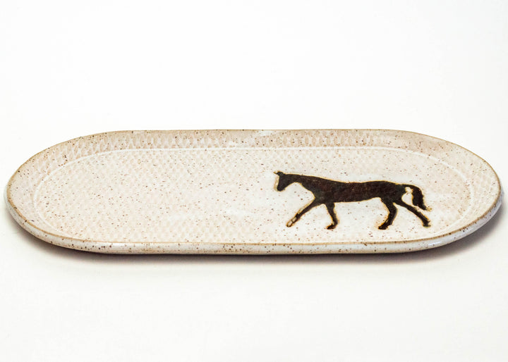 Brown Horse White 10" Platter