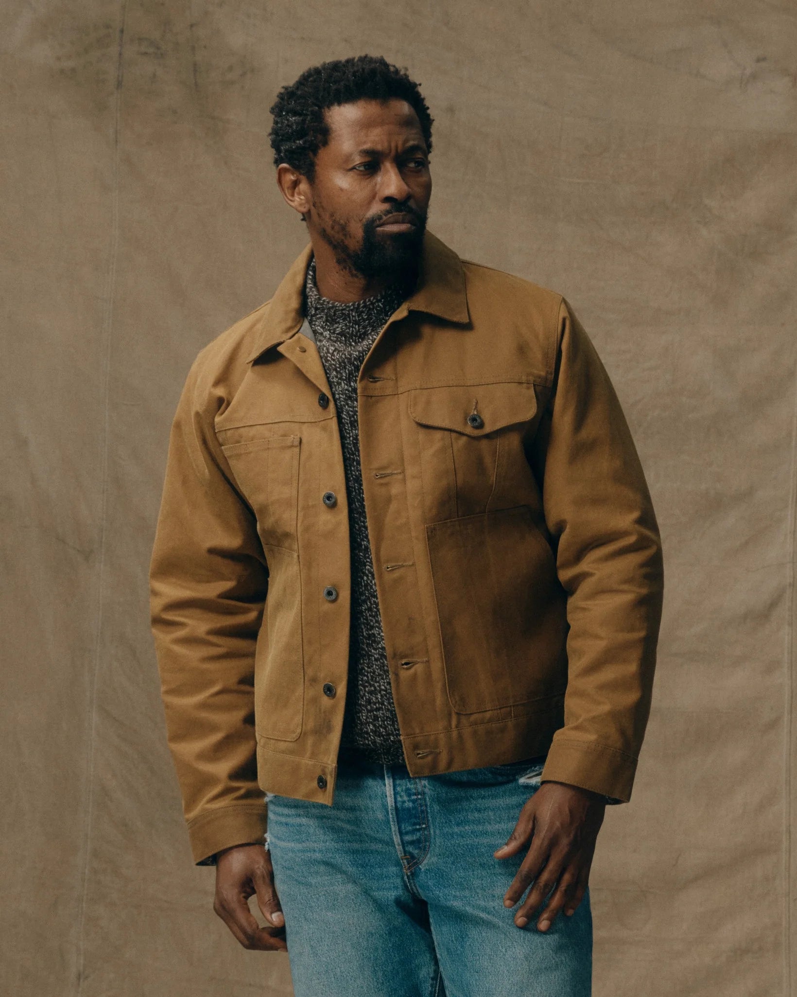 TIN CLOTH SHORT LINED CRUISER JACKET - DARK TAN