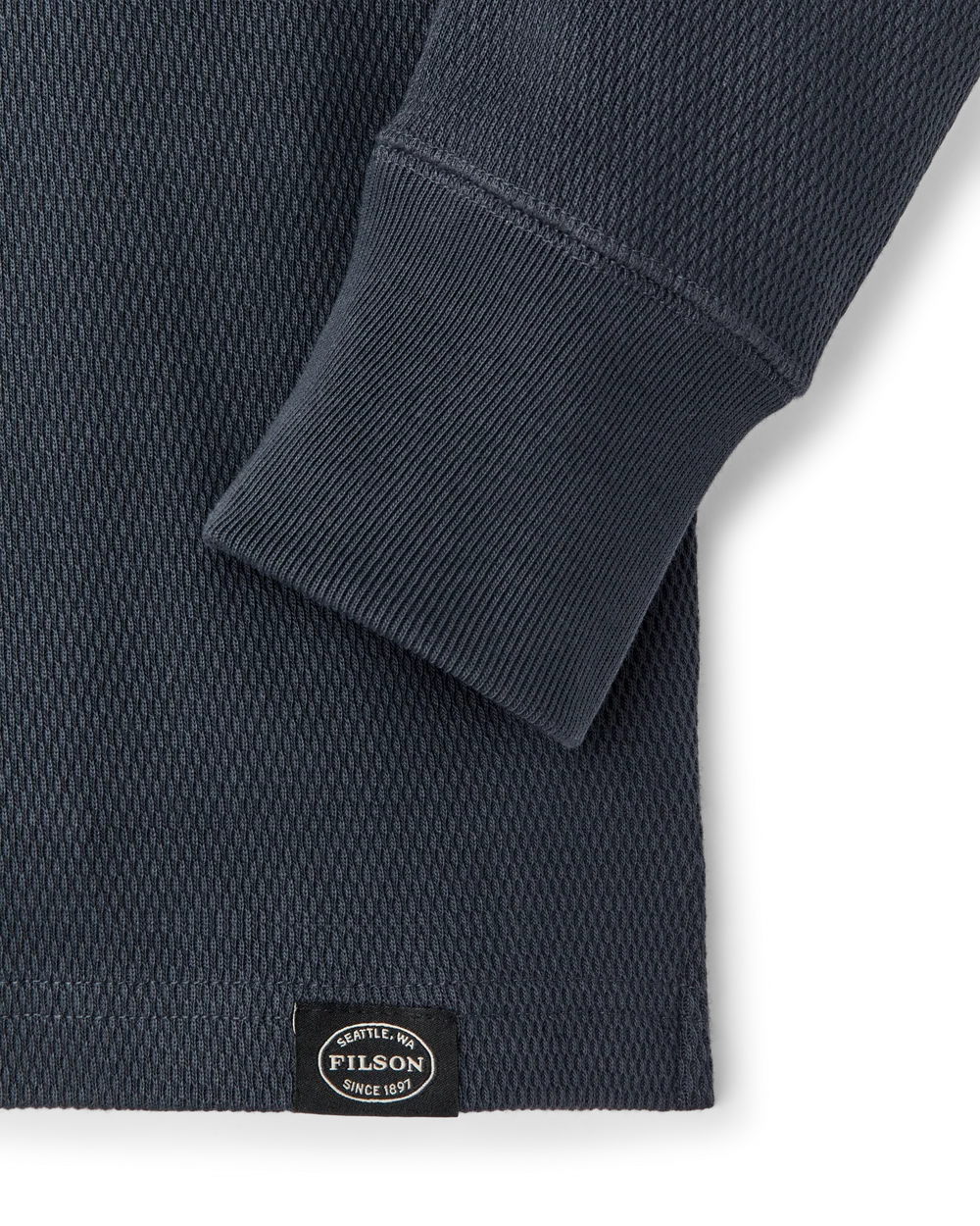 WAFFLE KNIT HENLEY - BLUE MUSSEL