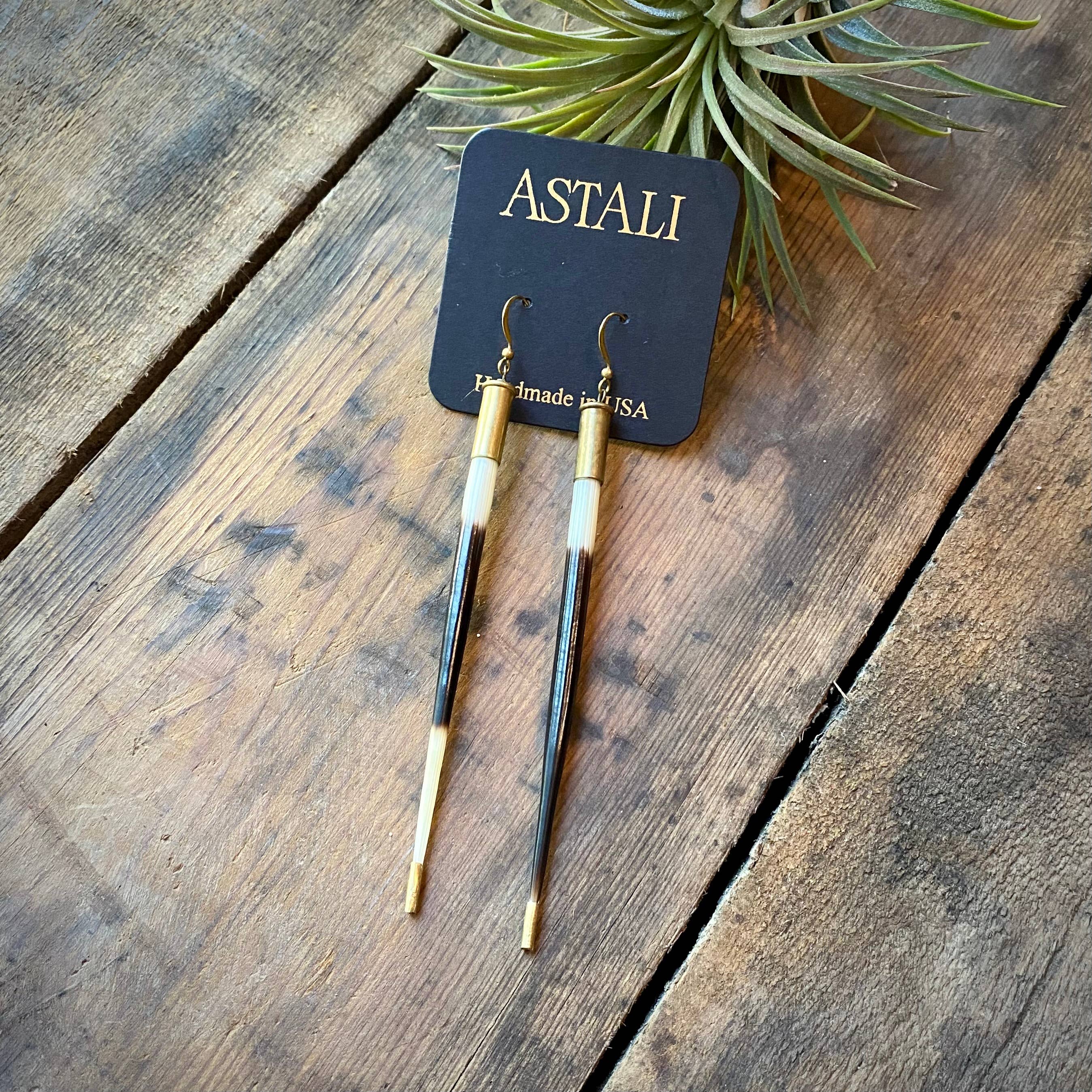 Porcupine Quill in Bullet Earrings, Shell Casings, Quills: Bullet