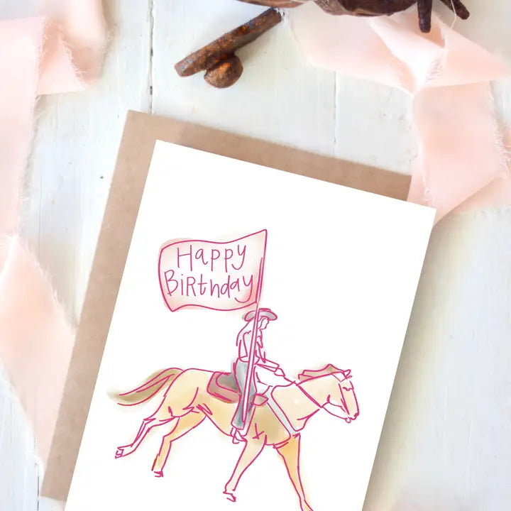 Birthday Flag Bearer Western Cowgirl Blank Birthday Card
