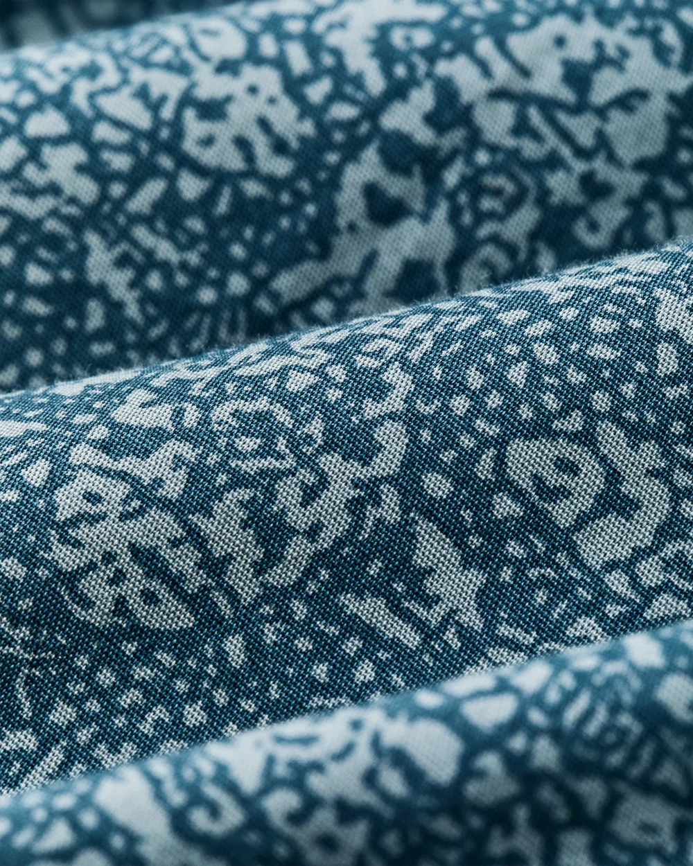 Washed Short Sleeve Feather Cloth Shirt - Blue Print