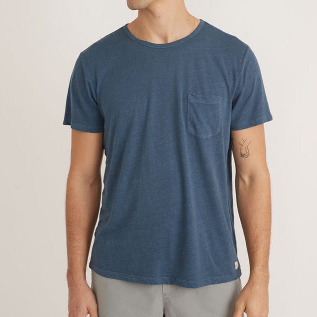 Short Sleeve Hemp Cotton Pocket Tee in Dark Denim