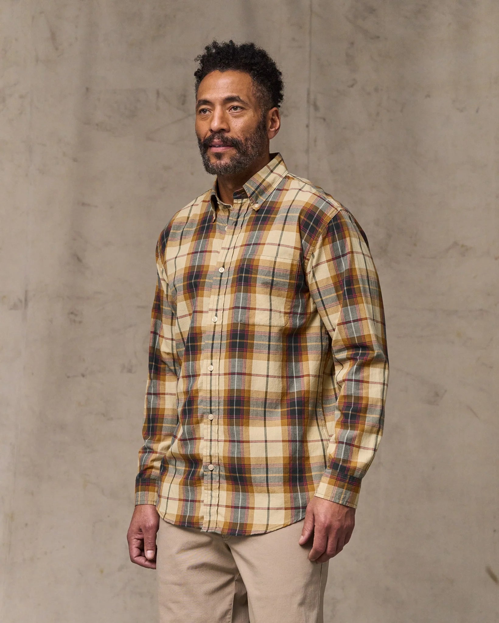 Madras Button-Down Shirt - Tan / Spruce / Multicolor