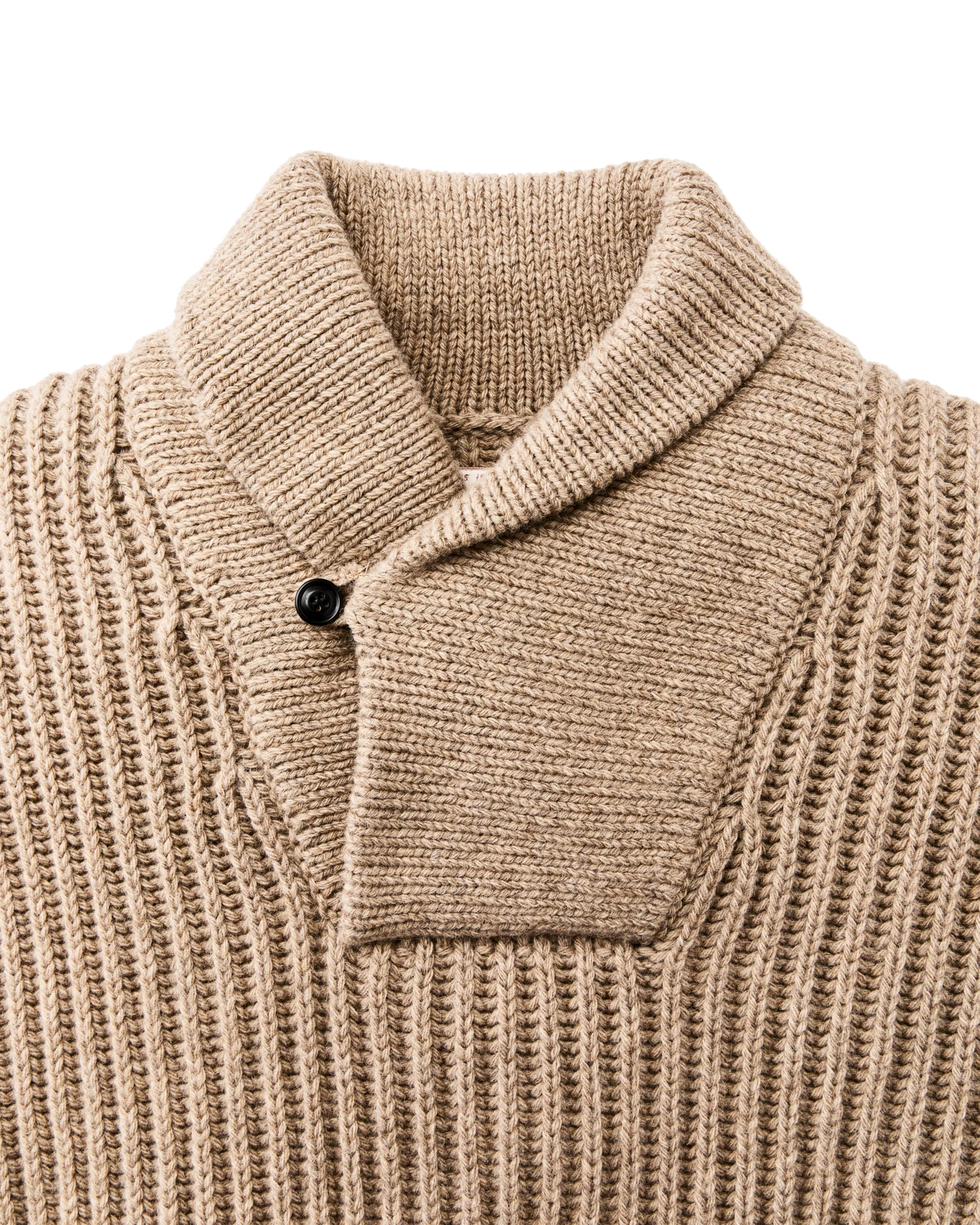 Bristol Shawl Neck Sweater - Oatmeal Heather / Flame Stripe