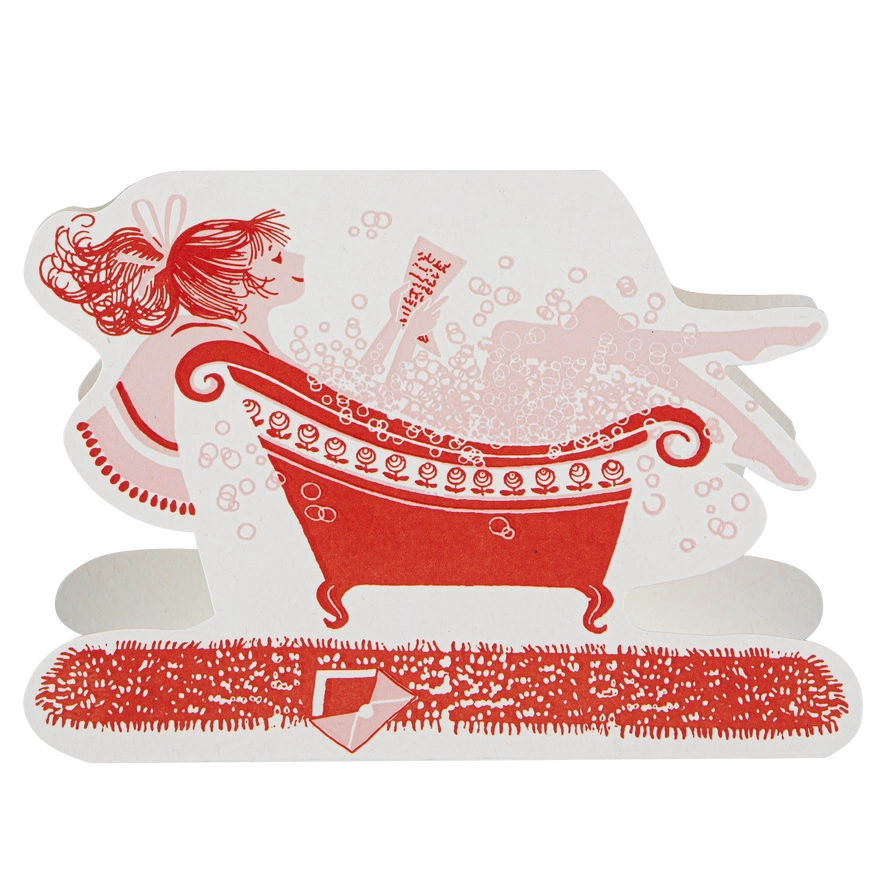 Lady In The Bath | Cut Out-Greeting Card