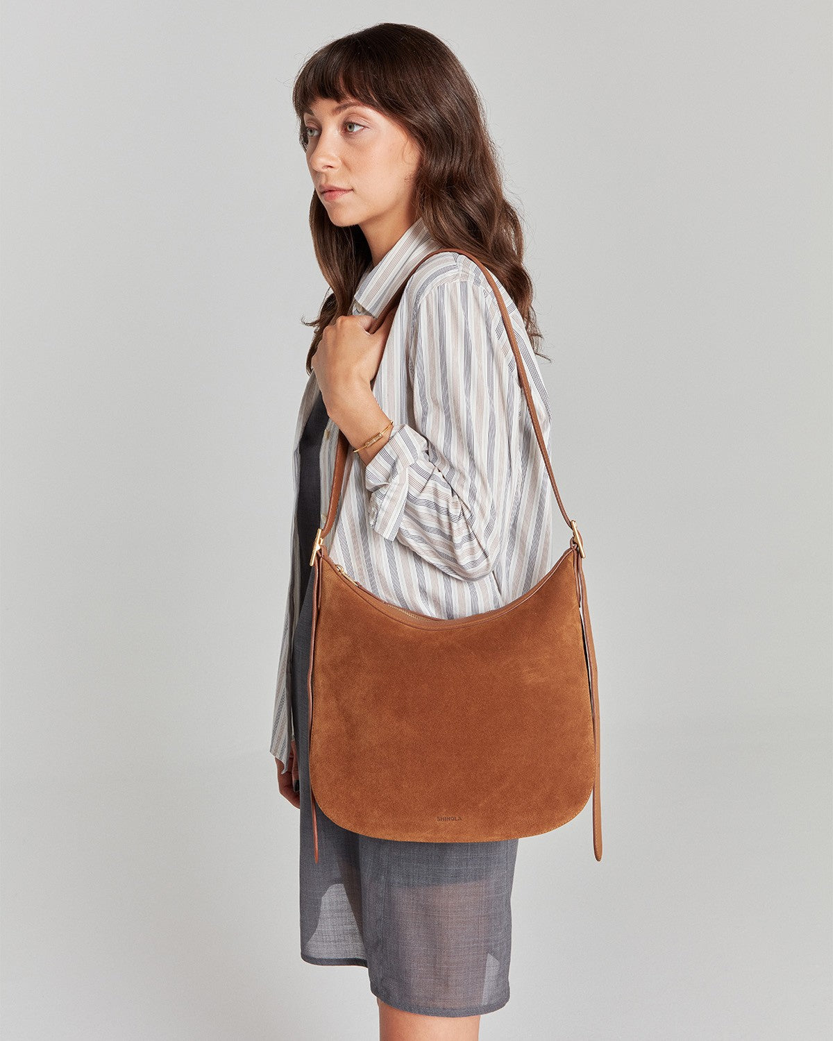 Medium Bixby Crossbody - Tan Suede