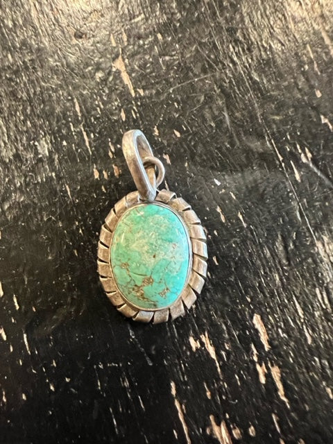 Signed Sterling and Turquoise Pendant