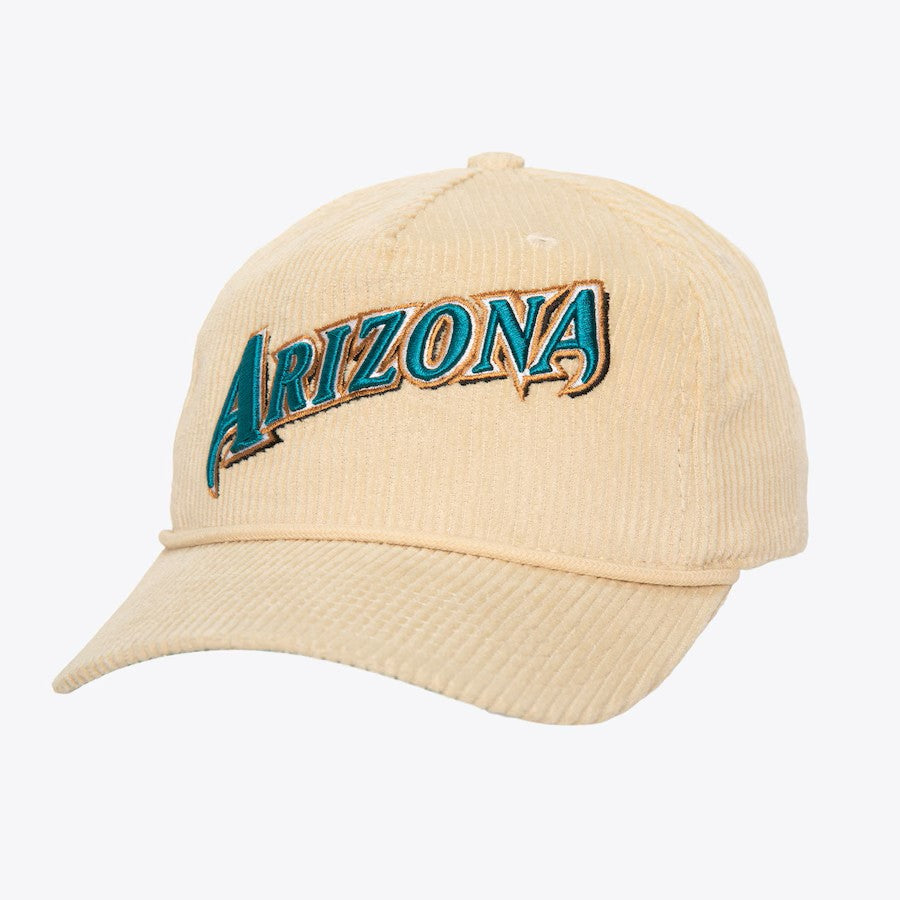 Cream Arizona Diamondbacks Corduroy Deadstock Snapback Hat (Teal Letters)