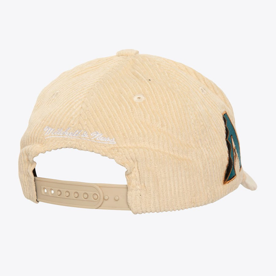 Cream Arizona Diamondbacks Corduroy Deadstock Snapback Hat (Teal Letters)