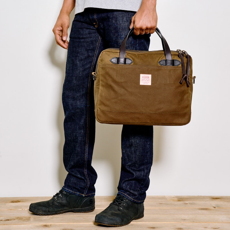 TIN CLOTH COMPACT BRIEFCASE - Dark Tan